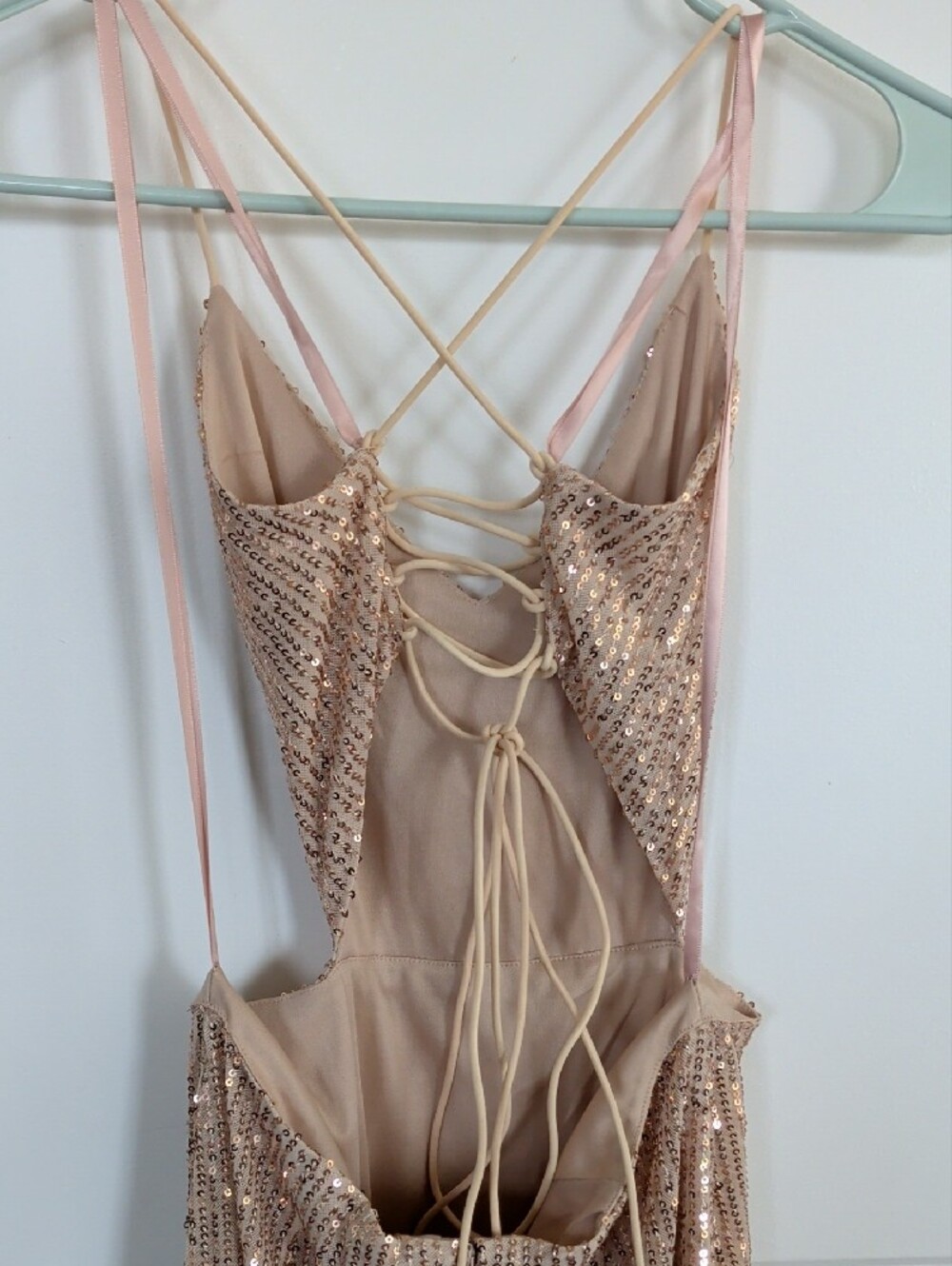 Windsor Rose Gold Sequin Strappy Evening Dress - Picture 3 of 5